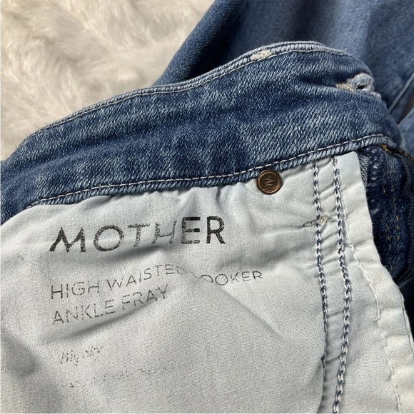 MOTHER Women’s Size 25 High Waisted Looker Ankle Fray Jeans In Big Sky - Picture 7 of 14